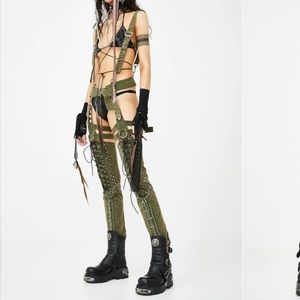 Punk rave lace up suspender chaos size s/m NWT